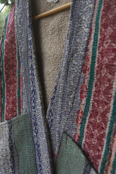 Embroidered Kantha Teddy Gilet M/L