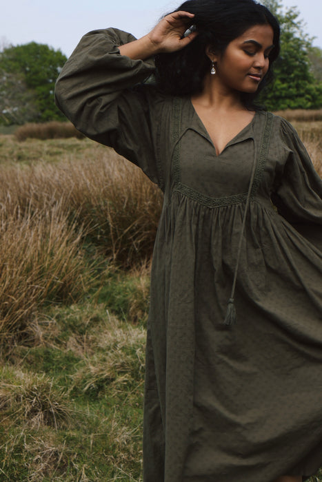 The Zenya Dress - Dark Olive