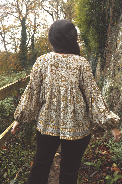 The Isha Blouse - Cream/Ochre