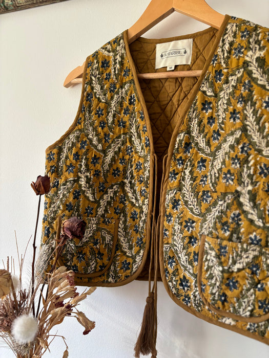 The Priya Vest - Ochre, Blue & Olive