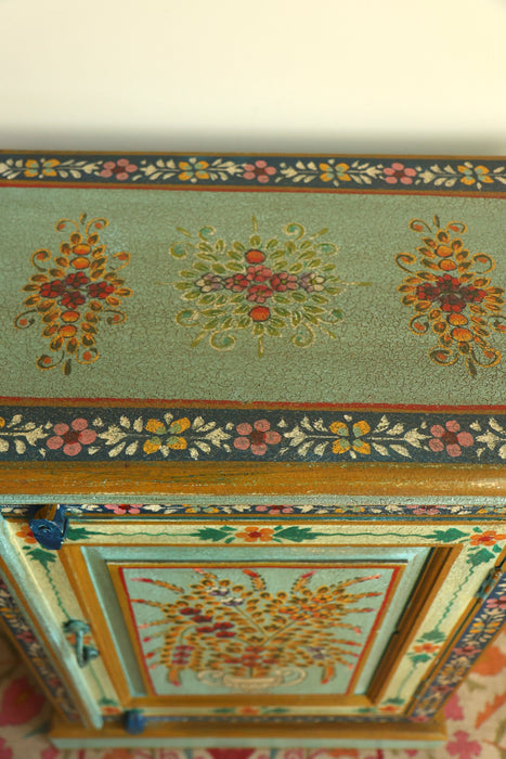 Indian Hand Painted Floral Cabinet