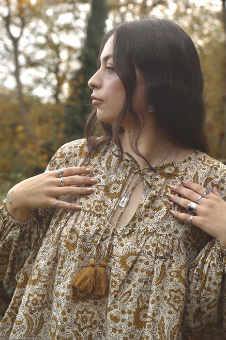 The Isha Blouse - Cream/Ochre