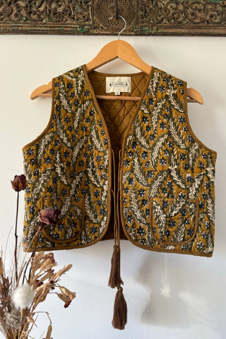 The Priya Vest - Ochre, Blue & Olive