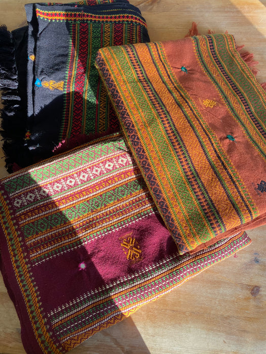 Rust Ethnic Embroidered Shawl