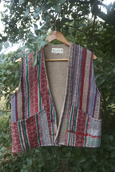Embroidered Kantha Teddy Gilet S/M