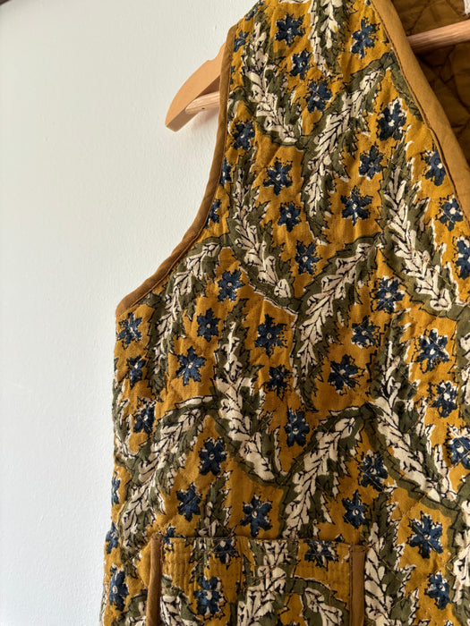 The Priya Vest - Ochre, Blue & Olive