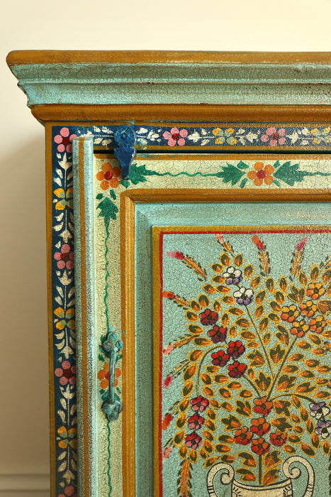 Indian Hand Painted Floral Cabinet