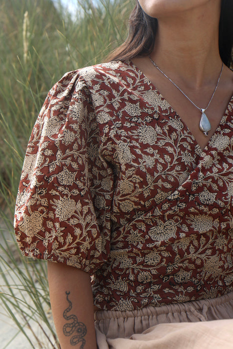 The Yara Wrap Blouse ~ Cacao