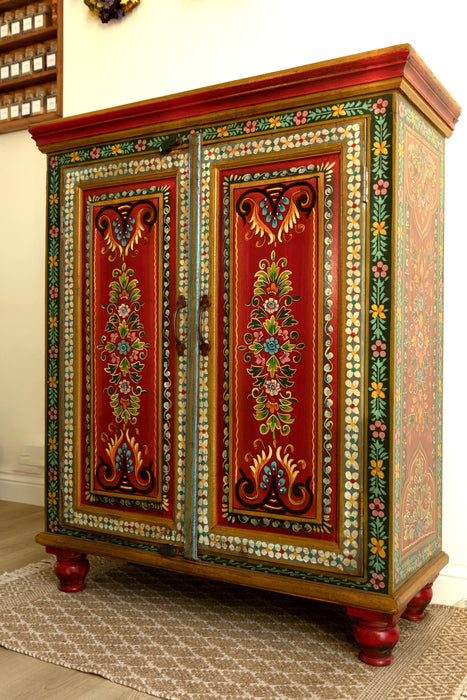 Large Hand Painted Indian Cabinet