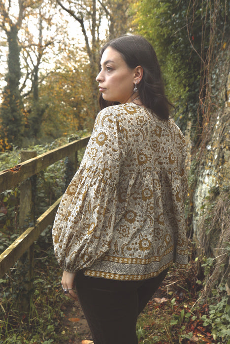 The Isha Blouse - Cream/Ochre