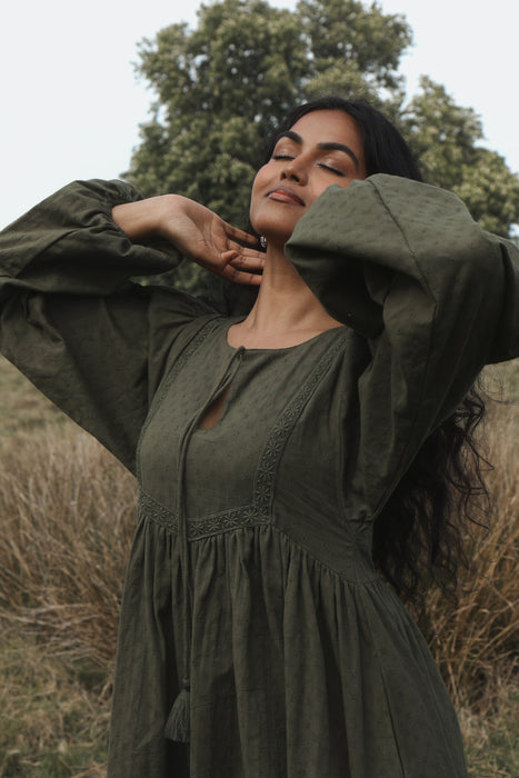 The Zenya Dress - Dark Olive