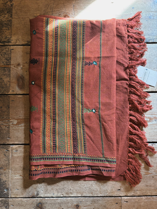 Terracotta Embroidered Shawl