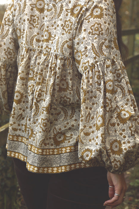 The Isha Blouse - Cream/Ochre