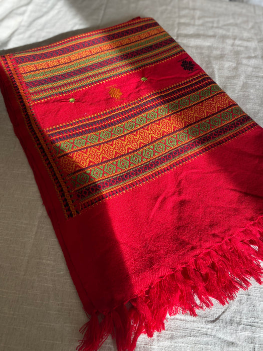 Red Ethnic Embroidered Shawl