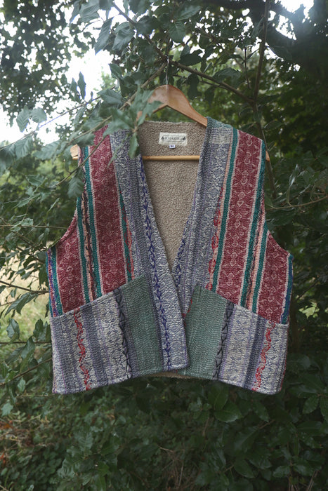 Embroidered Kantha Teddy Gilet M/L