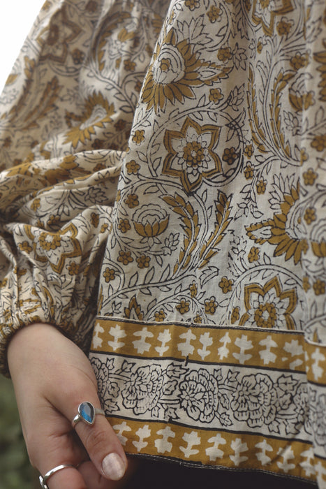 The Isha Blouse - Cream/Ochre