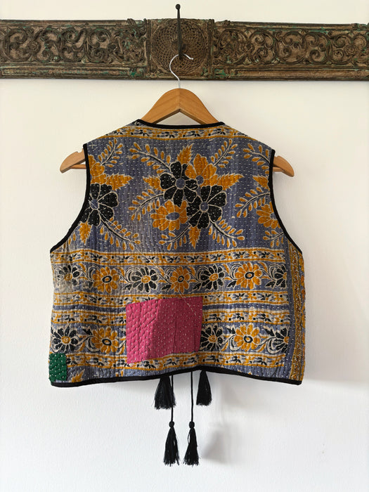 Kantha Faux Fur Priya Vest - Large