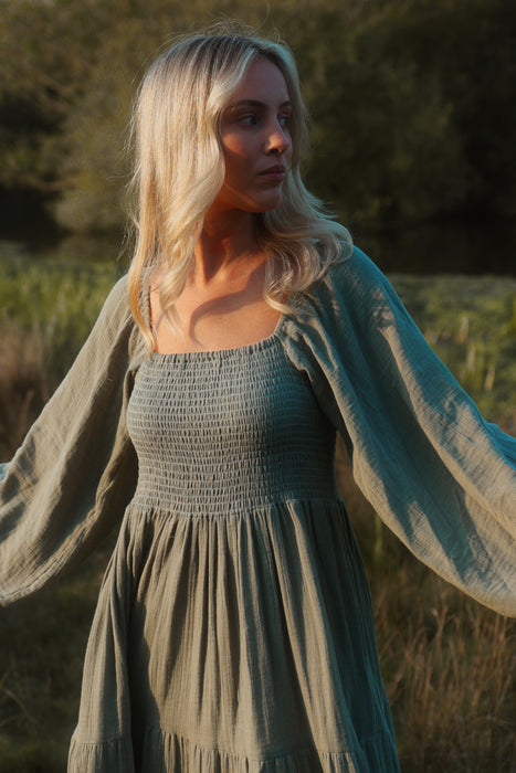The Anushka Dress - Blue Sage