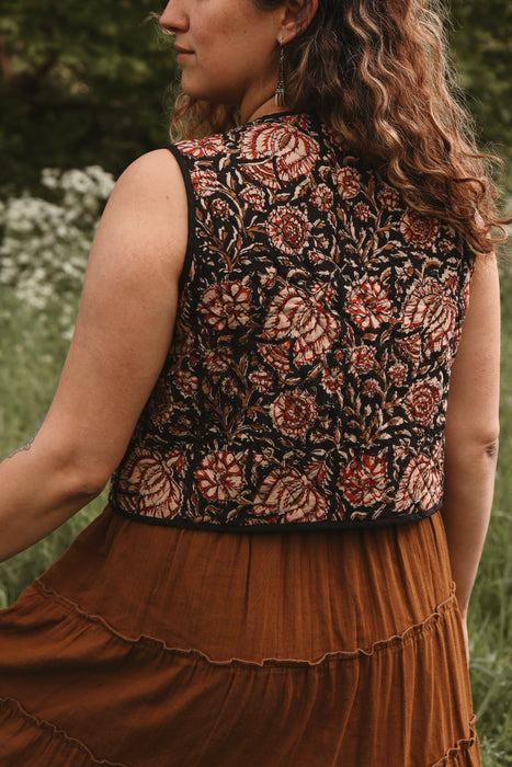 The Priya Vest - Crimson Bloom