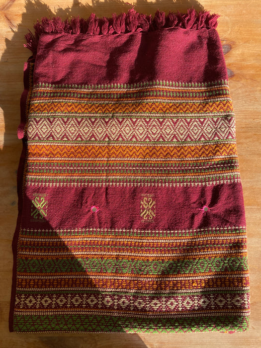 Burgundy Ethnic Embroidered Shawl