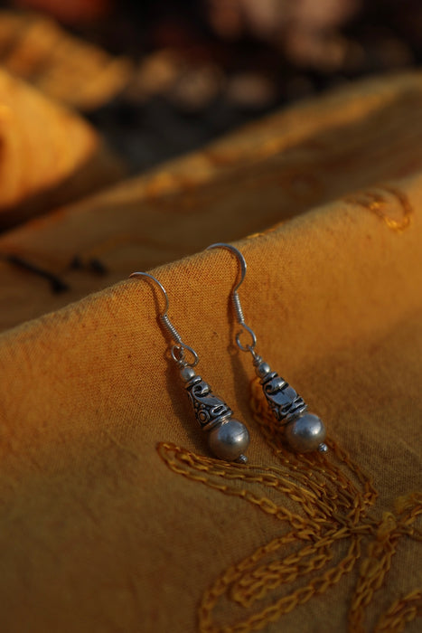 Silver Plated Bali Drop Earrings