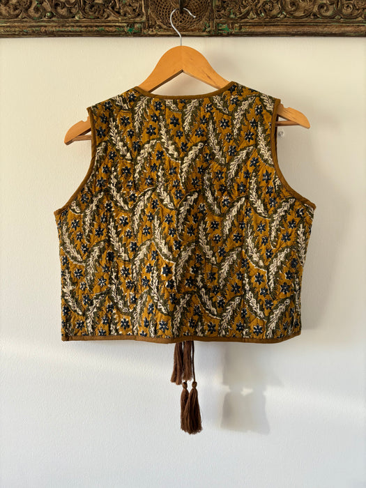 The Priya Vest - Ochre, Blue & Olive