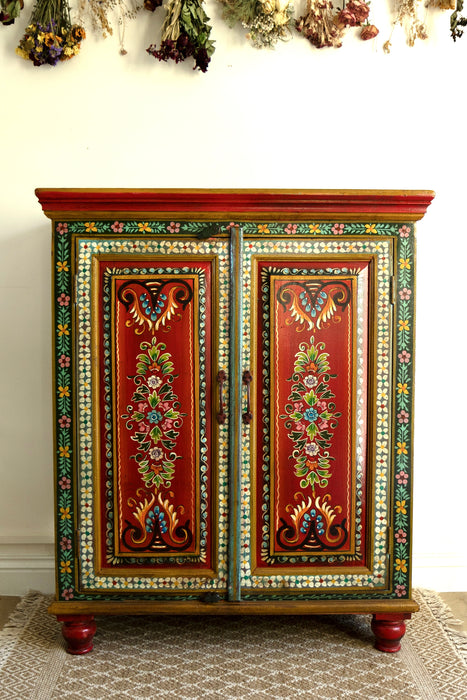 Large Hand Painted Indian Cabinet