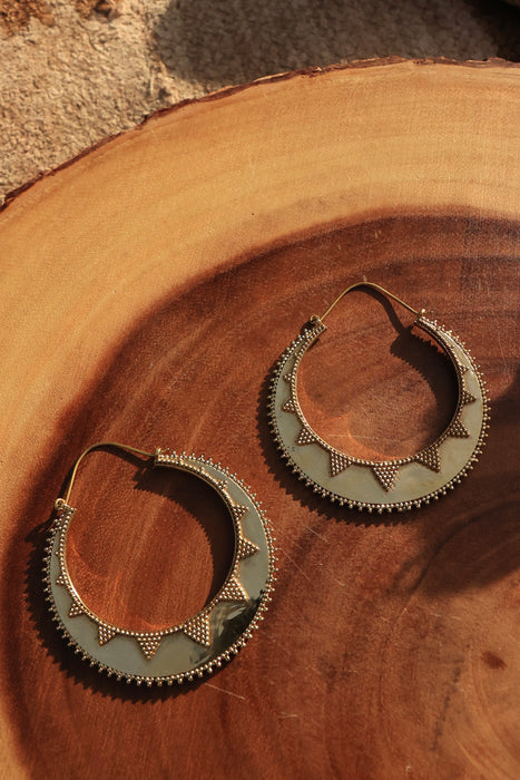 Large Gold Moon Tribal Hoops