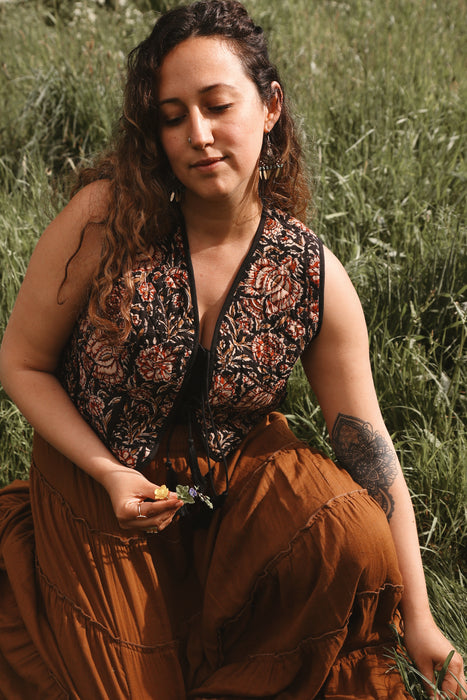 The Priya Vest - Crimson Bloom
