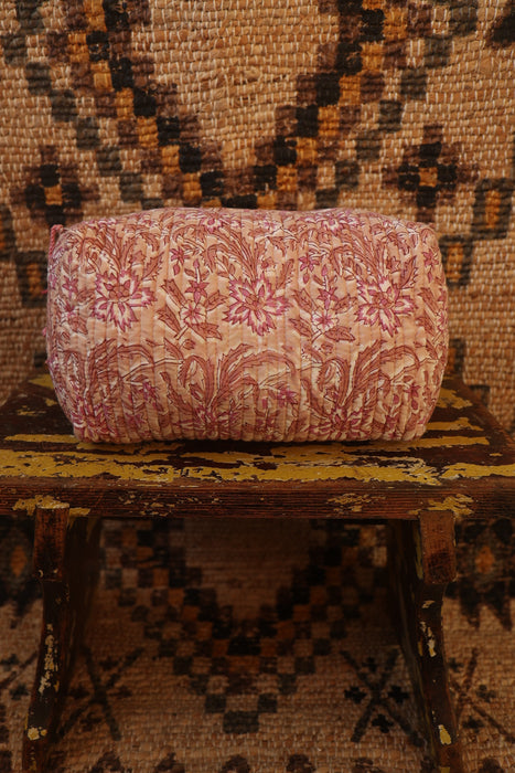 Block Print Washbag - Pink Flower