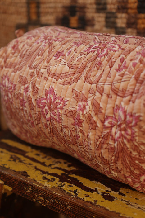 Block Print Washbag - Pink Flower