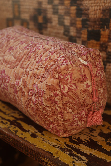 Block Print Washbag - Pink Flower